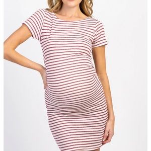 PinkBlush red & white striped maternity dress